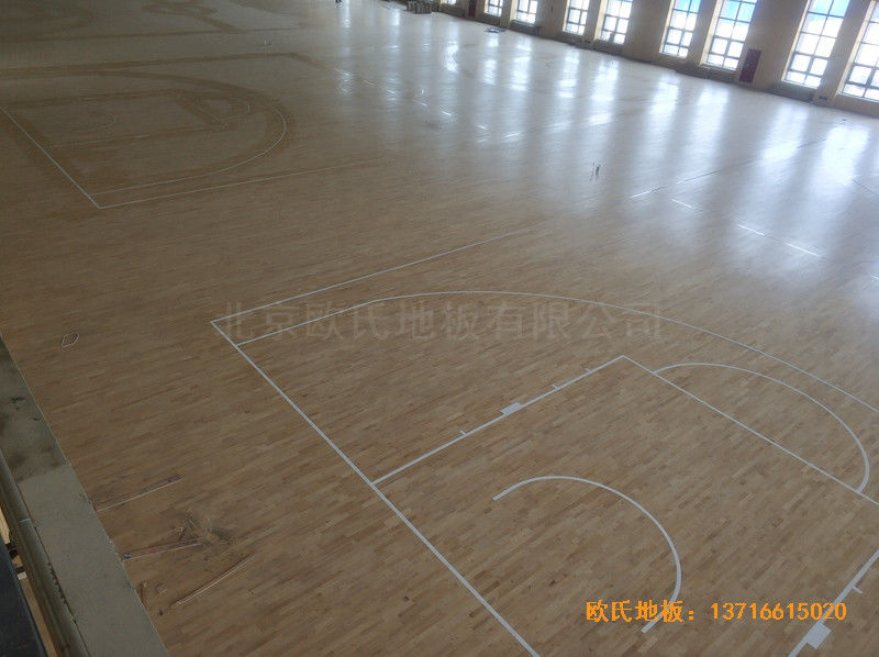 榆林神华煤制油公司篮球馆运动木地板铺设案例0