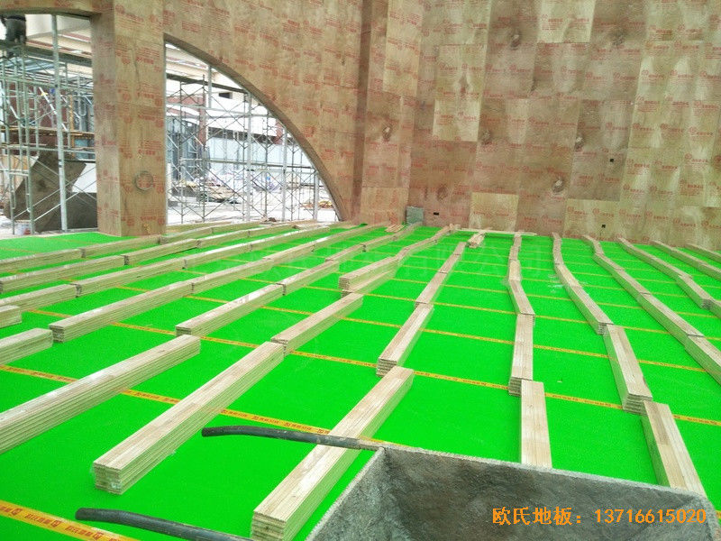 江西荣江金色春城小学运动馆体育地板铺装案例2